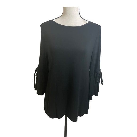 White House black market blouse with bell tie sleeves. Size medium. Rayon - Picture 7 of 9